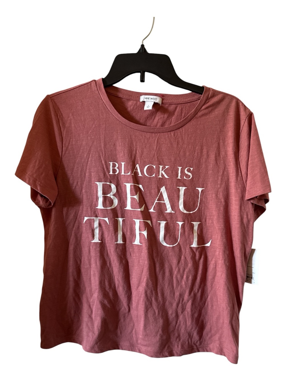 Nine West Dusty Rose Graphic Tee with White Slogan